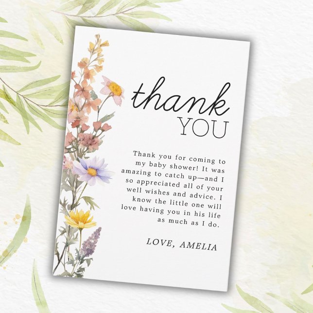 Lavender Yellow Wildflowers Elegant Baby Shower  Thank You Card (Creator Uploaded)