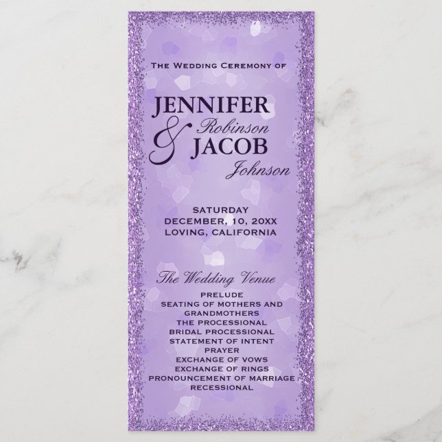 LavenderLights Wedding Program Programme (Front)