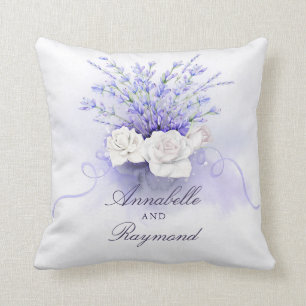Lavenders Bouquet Elegant Watercolor Cushion