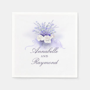 Lavenders Bouquet Watercolor Elegant Wedding Napkin