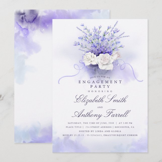 Lavenders Engagement Party Invitation (Front/Back)