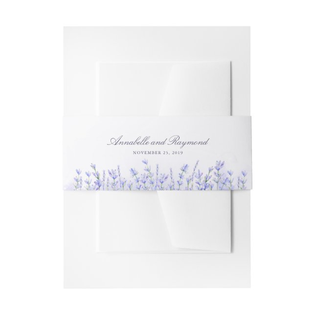 Lavenders Floral Purple Wedding Invitation Belly Band (Front Example)