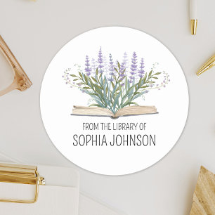 Lavenders on Book From the Library of Bookplate Classic Round Sticker