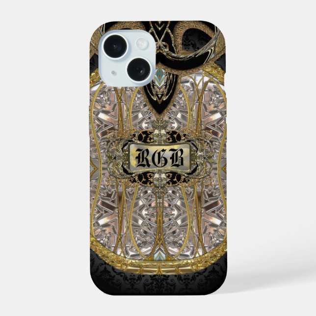 Laventel Elegant  Monogram iPhone 15 Case (Back)