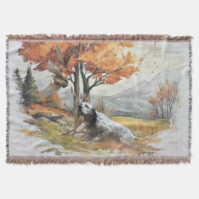 "Laverack" The English Setter hunting Throw Blanket (Front)