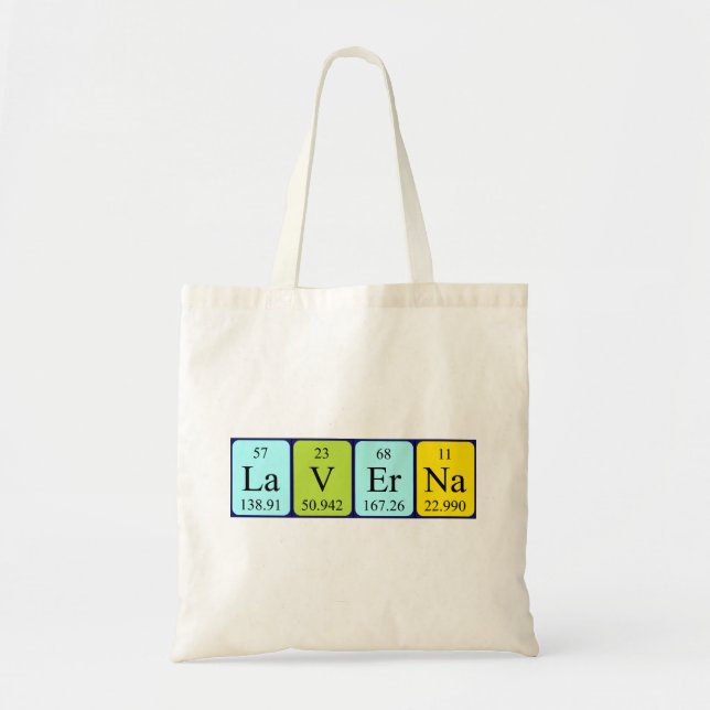 Laverna periodic table name tote bag (Front)