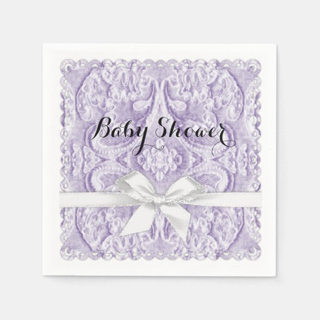 Lavernder Lace with Ribbon Napkin (Front)