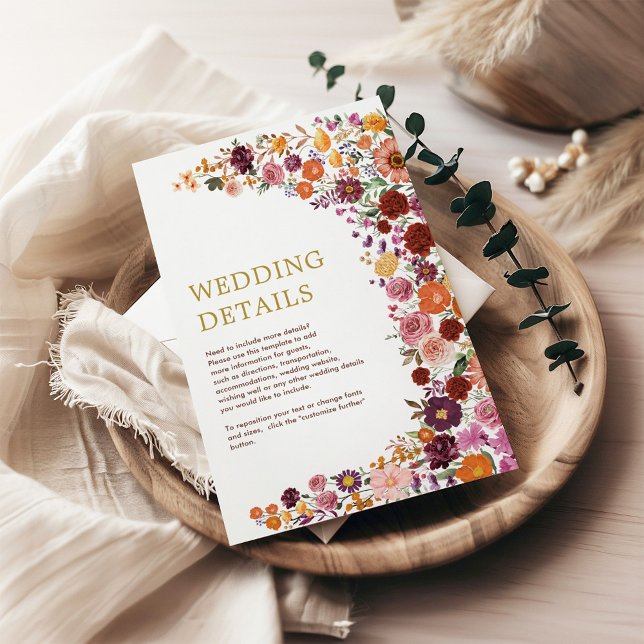 Lavish Autumn Wildflower Meadow Wedding Details Enclosure Card (Creator Uploaded)