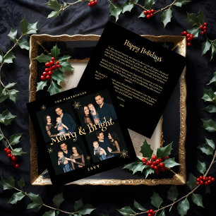 Lavish Black & Gold 4 Photos Collage Christmas 
