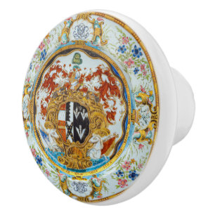 Lavish British Enamel Painting Cabinet Drawer Ceramic Knob