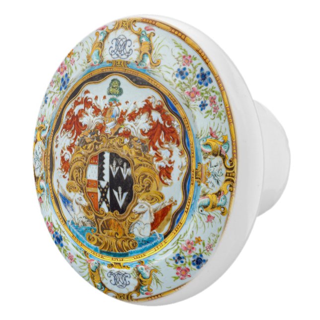 Lavish British Enamel Painting Cabinet Drawer Ceramic Knob (Right)