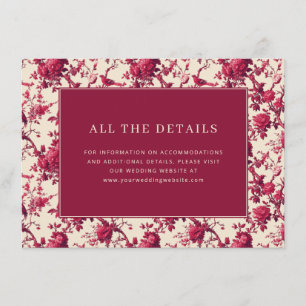 Lavish Crimson Blooms Wedding Enclosure Card
