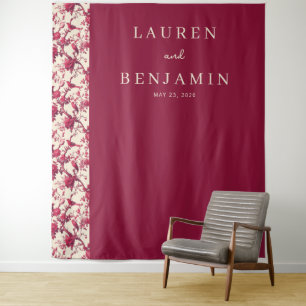 Lavish Crimson Blooms Wedding Tapestry
