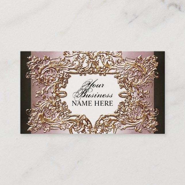 Lavish Elegant Baroque Gold Look Floral Swirl Card (Front)