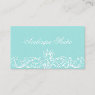 Lavish Floral Frame White on Blue Business Card