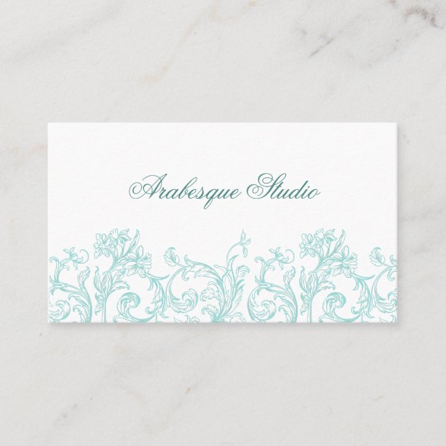 Lavish Floral Robin's Egg Blue and White Business Card (Front)