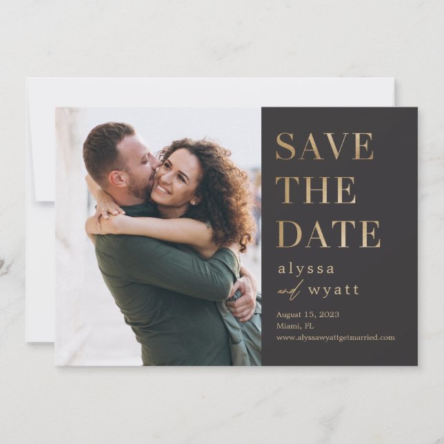 Lavish Glow Editable Colour Save The Date Card (Front)