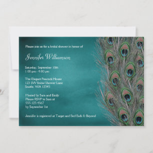 Lavish Peacock Feather Bridal Shower Invitations