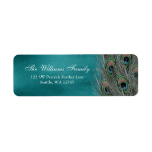 Lavish Peacock Feathers Return Address Label