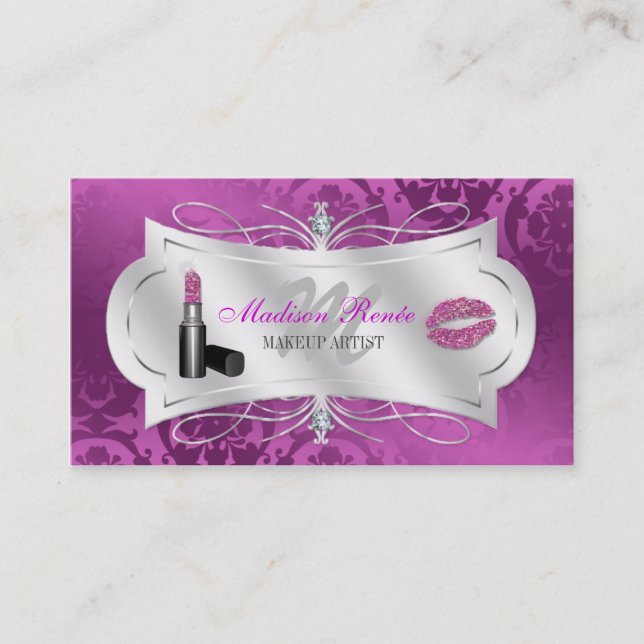Lavish Plum Sparkling Cosmetologist Business Card (Front)
