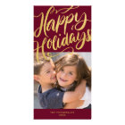 Lavish Script Happy Holidays Red & Gold Photo