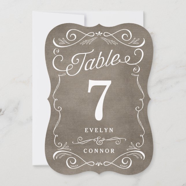 Lavish Scrolls Editable Colour Table Number Card (Back)