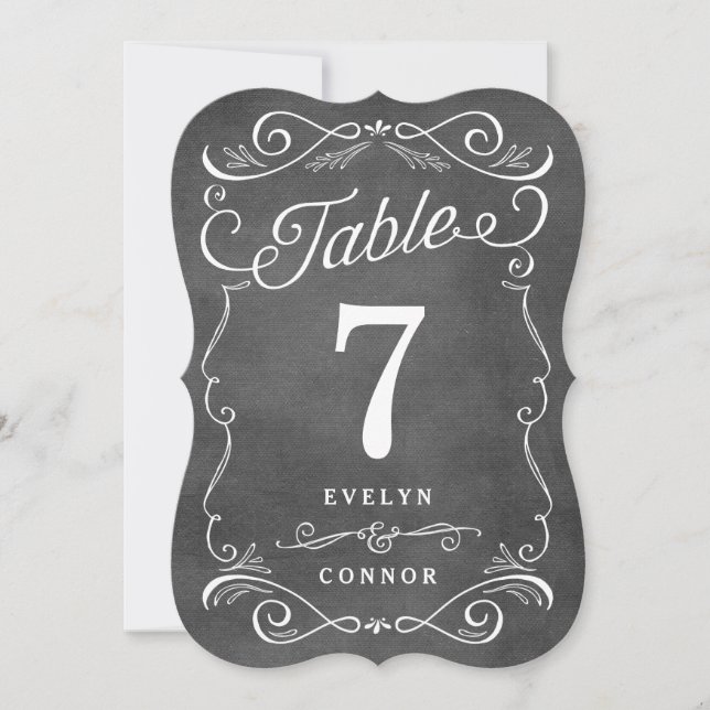 Lavish Scrolls Editable Colour Table Number Card (Front)