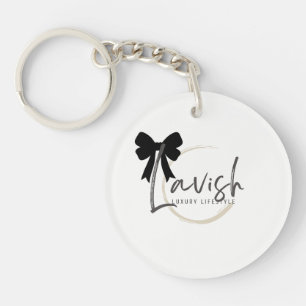 Lavish Signature Bow Round Keychain Aesthetic