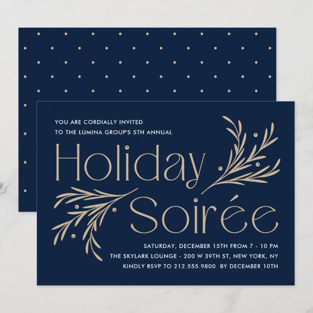 Lavish Soirée Editable Colour Holiday Party Invita Invitation (Front/Back)