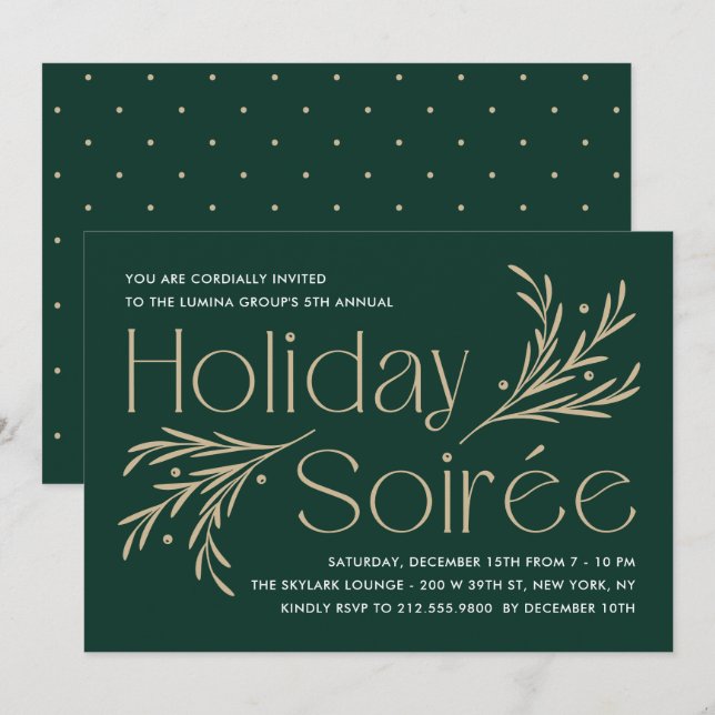 Lavish Soirée Editable Colour Holiday Party Invita Invitation (Front/Back)