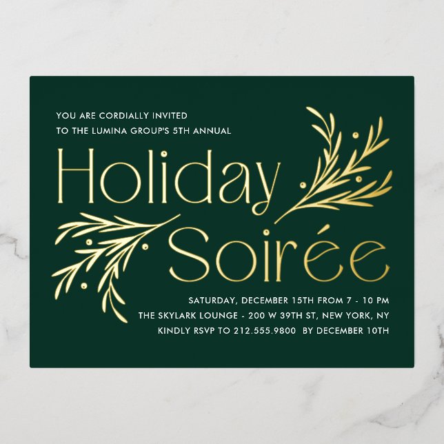 Lavish Soirée Foil Holiday Invitation Postcard (Front)