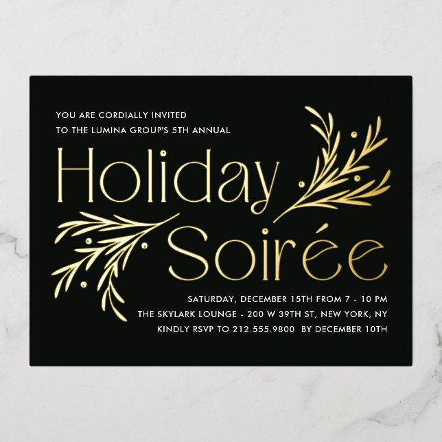 Lavish Soirée Foil Holiday Invitation Postcard (Front)