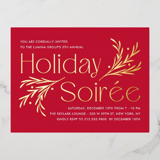Lavish Soirée Foil Holiday Invitation Postcard (Front)