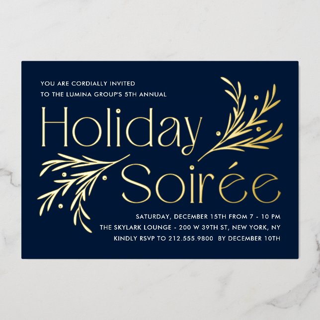 Lavish Soirée Foil Holiday Party Invitation (Front)