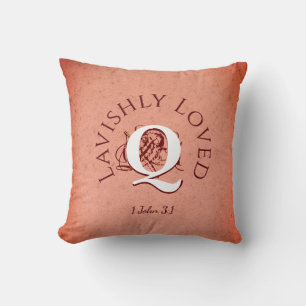 LAVISHLY LOVED Monogram PEACH Cushion