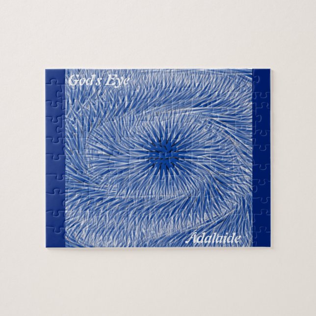LavishlyOn Monogram Colour Wash Blue God's Eye Jigsaw Puzzle (Horizontal)