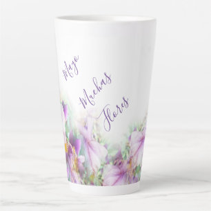 LavishlyOn Muchas Flores Mayo Purple Irises Swath  Latte Mug