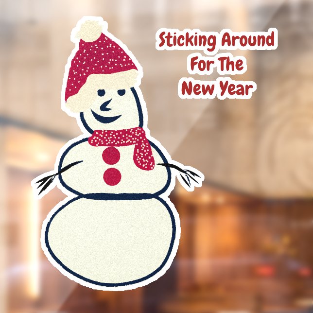 LavishlyOn Vintage Sparkly Snowman New Year Window Cling (Sheet 2)