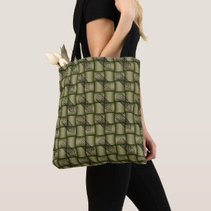 LavishlyOn Woven Hearts Olive Tote Bag