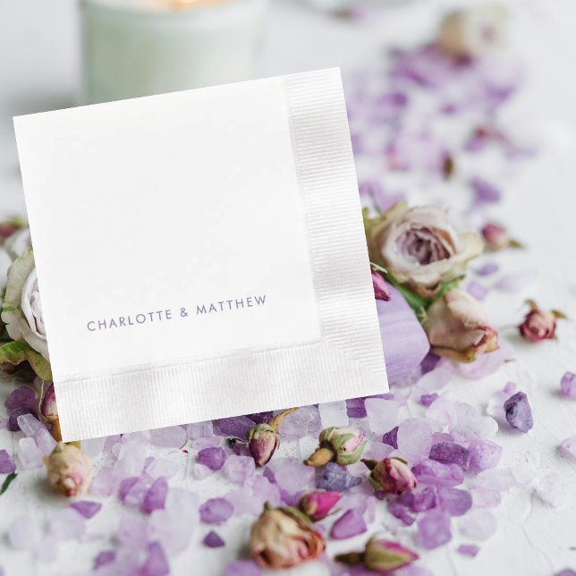 Lavnder Personalised Names Coined Wedding Napkin (Creator Uploaded)
