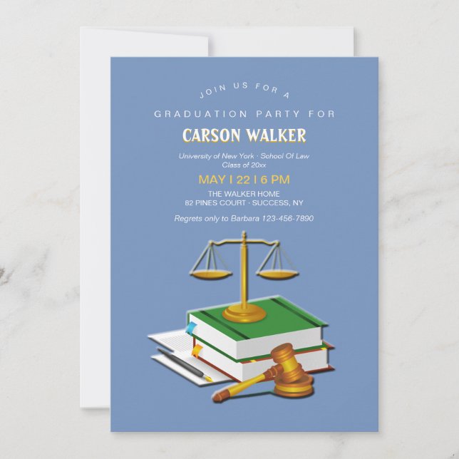 Law and Justice Graduation Party Invitation (Front)