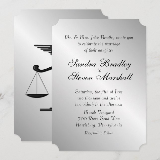 Law and Medicine Union Wedding Invitation (Front/Back)