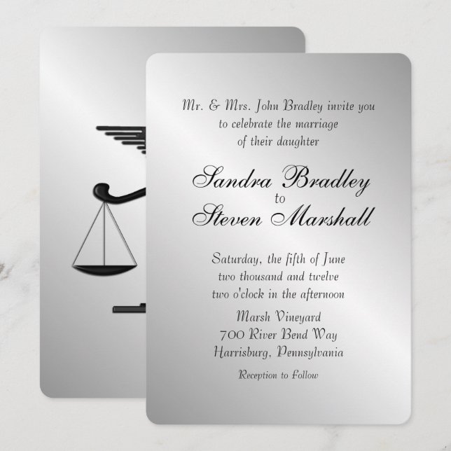 Law and Medicine Union Wedding Invitation (Front/Back)