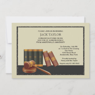 Law Books and Gavel Graduation Invitation