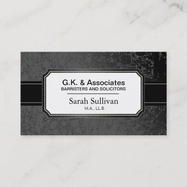 Law Business Card - Black Stylish Lawyer Attorney (Front)