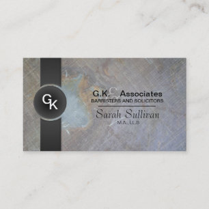 Law Business Card - Grey Black Monogram Stylish