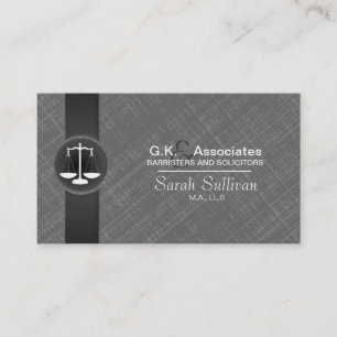 Law Business Card Grey Black Stylish Scale Justice