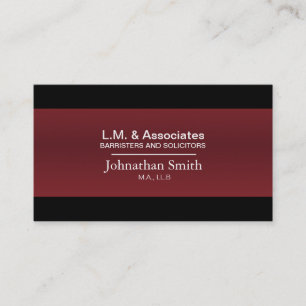 Law Business Card - Red & Black Lawyer Attorney
