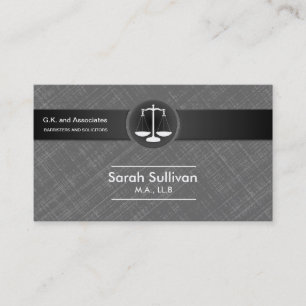 Law Business Card Stylish Grey Black Scale Justice