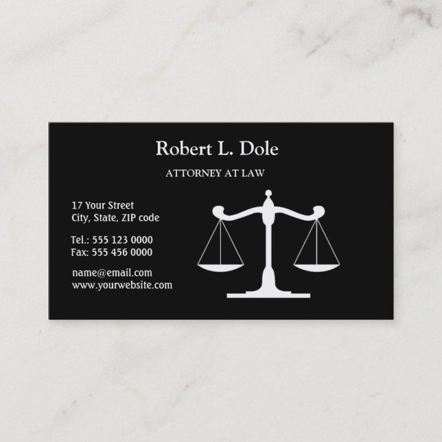 Law Businesscard Black Business Card (Front)